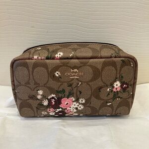 Coach Brown Floral Cosmetic Bag